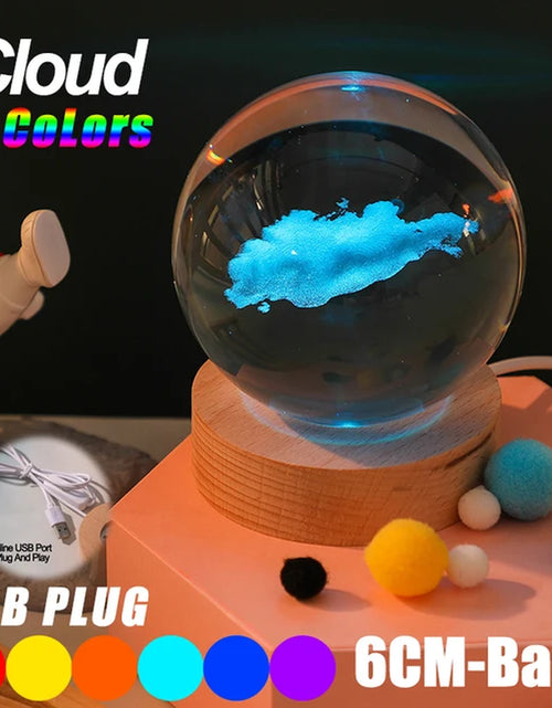 Load image into Gallery viewer, USB LED Night Light, Galaxy Crystal Ball Lamp, 3D Planet Moon Lamp, Home Decoration
