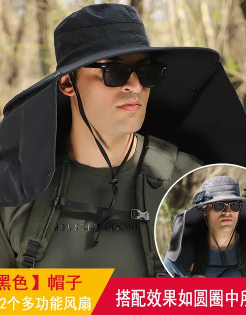 Load image into Gallery viewer, Sombrero Hat Summer Men Outdoor Fan Cap Multi-Purpose Rechargeable Big Wind Power Hat Big Brim Mountaineering Fisherman Hat Big
