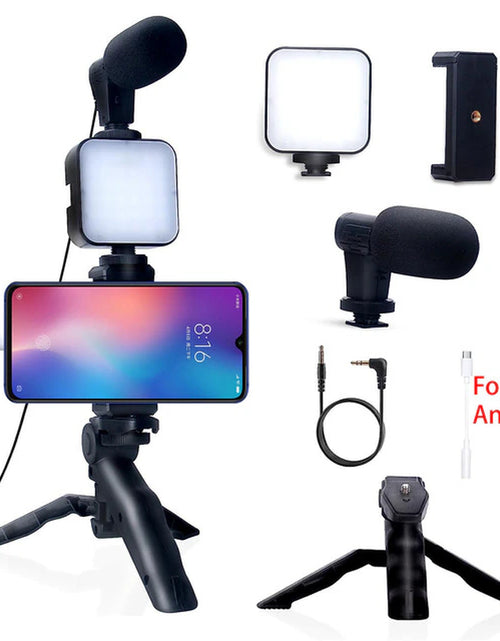 Load image into Gallery viewer, Smartphone Vlogging Kit for Iphone Android with Tripod Mini Microphone Starter Vlog Kit for Tiktok Live Stream Video Youtube
