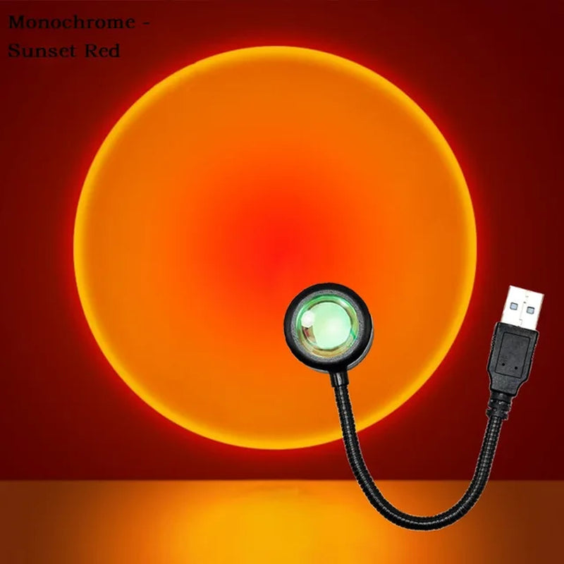 USB Sunset Light Lamp Self Photography Light LED Rainbow Neon Night Light Projector Photography Wall Atmosphere Light