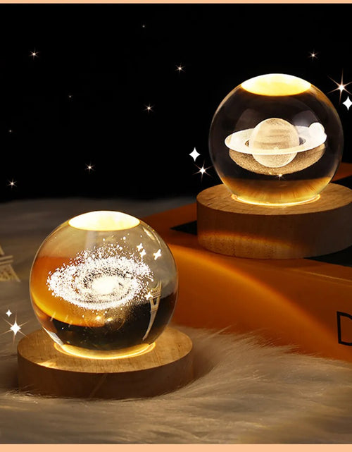 Load image into Gallery viewer, USB LED Night Light, Galaxy Crystal Ball Lamp, 3D Planet Moon Lamp, Home Decoration
