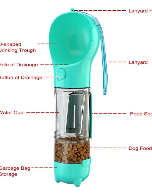 Load image into Gallery viewer, Portable Cat and Dog Water Bottle, Food Feeder, Drinking Fountain, 3 in 1 Poop Dispenser, Leak Proof,
