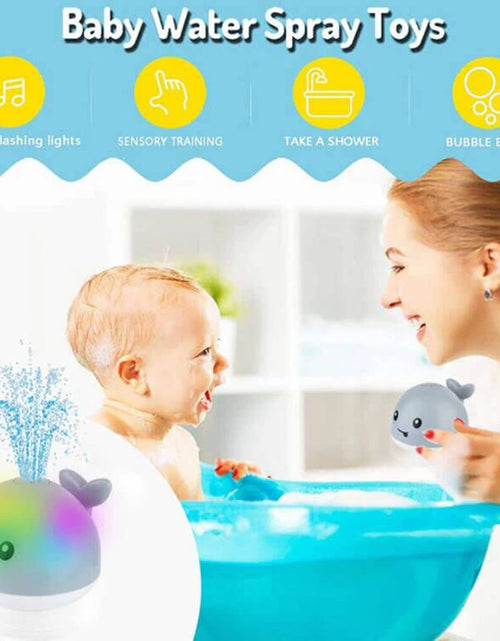 Load image into Gallery viewer, Baby Light up Bath Toys Whale Automatic Sprinkler Bathtub Toys Pool Bathroom Shower Bath Toys for Toddlers Infant Kids Boy Gift
