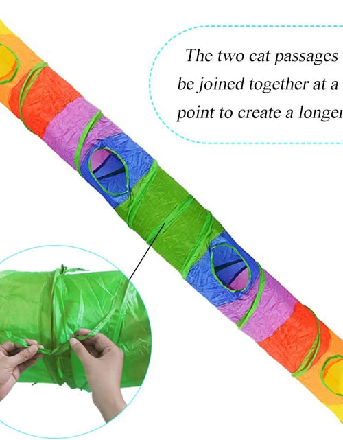 Load image into Gallery viewer, Cat Tunnel, Cat Tubes for Indoor Cats Collapsible Cat Play Toy for Puzzle Exercising Hiding Training and Running with a Red Fun Ball and 2 Holes (25&amp;120Cm) (Colorful)
