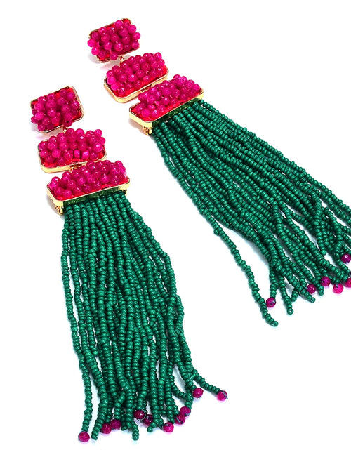 Load image into Gallery viewer, Luxury Handmade Bohemian Beaded Long Tassel Earrings for Women Ethnic Statement Dangle Earrings Jewelry Wholesale
