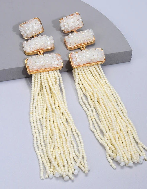 Load image into Gallery viewer, Luxury Handmade Bohemian Beaded Long Tassel Earrings for Women Ethnic Statement Dangle Earrings Jewelry Wholesale
