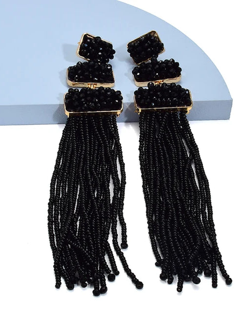 Load image into Gallery viewer, Luxury Handmade Bohemian Beaded Long Tassel Earrings for Women Ethnic Statement Dangle Earrings Jewelry Wholesale
