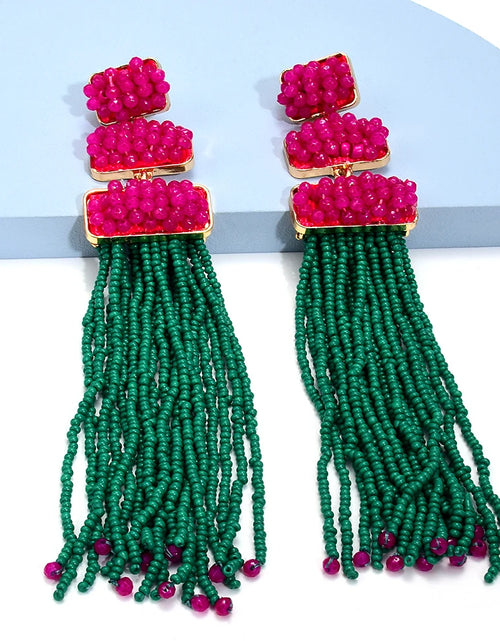 Load image into Gallery viewer, Luxury Handmade Bohemian Beaded Long Tassel Earrings for Women Ethnic Statement Dangle Earrings Jewelry Wholesale
