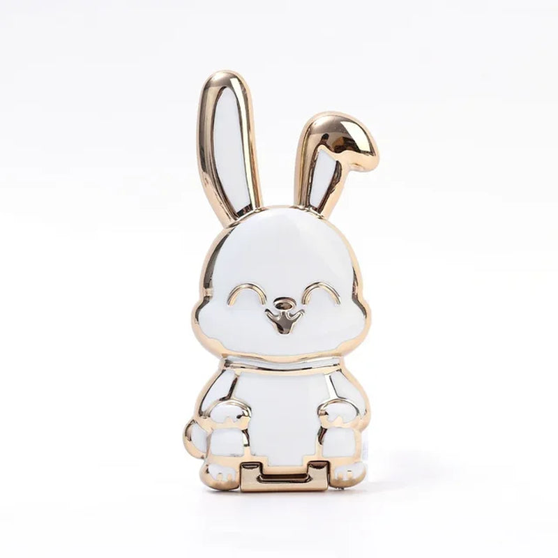 Universal Finger Ring Phone Holder Desktop Ultra-Thin Cartoon Rabbit Phone Stand Foldable Buckle Adhesive Pull Rod Support Frame