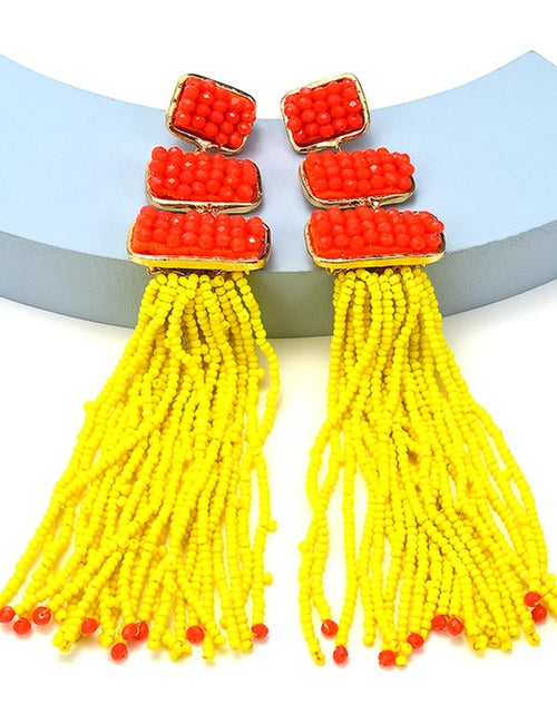 Load image into Gallery viewer, Luxury Handmade Bohemian Beaded Long Tassel Earrings for Women Ethnic Statement Dangle Earrings Jewelry Wholesale
