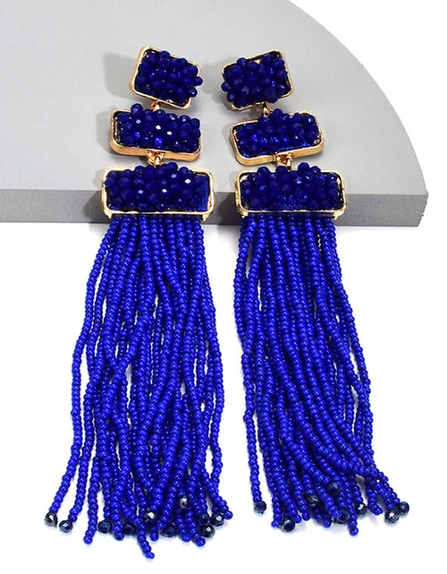 Load image into Gallery viewer, Luxury Handmade Bohemian Beaded Long Tassel Earrings for Women Ethnic Statement Dangle Earrings Jewelry Wholesale
