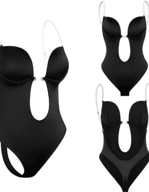 Load image into Gallery viewer, Invisible Bodysuit Women Thong Shaper Body Shapewear Sexy Deep V-Neck Backless Corset Plunge Padded Push up Slimming Underwear
