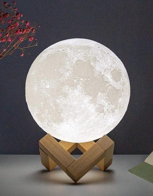 Load image into Gallery viewer, 8Cm Moon Lamp LED Night Light Battery Powered with Stand Starry Lamp Bedroom Decor Night Lights Kids Gift Moon Lamp
