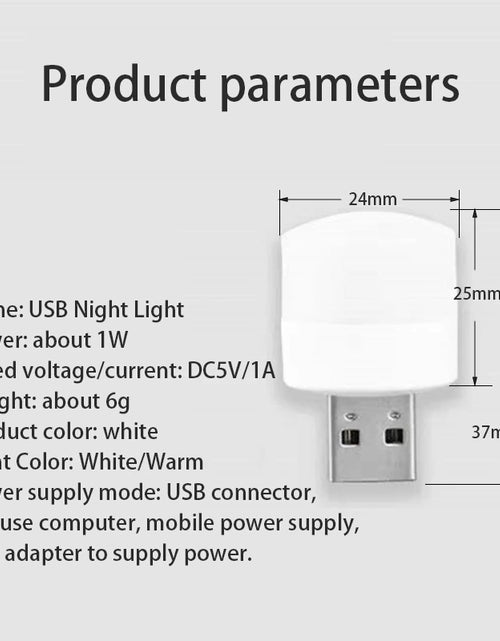 Load image into Gallery viewer, USB Plug Night Light LED Outdoor Camping Light Mini Night Light Can Be Powered by Computer Power Bank USB Adapter
