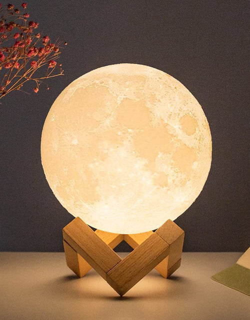 Load image into Gallery viewer, 8Cm Moon Lamp LED Night Light Battery Powered with Stand Starry Lamp Bedroom Decor Night Lights Kids Gift Moon Lamp
