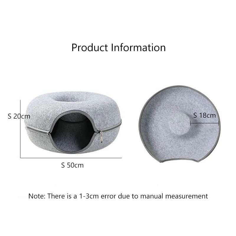 Donut Pet Cat Tunnel Interactive Play Toy Cat Bed Dual Use Ferrets Rabbit Bed Tunnels Indoor Toys Cats House Kitten Training Toy