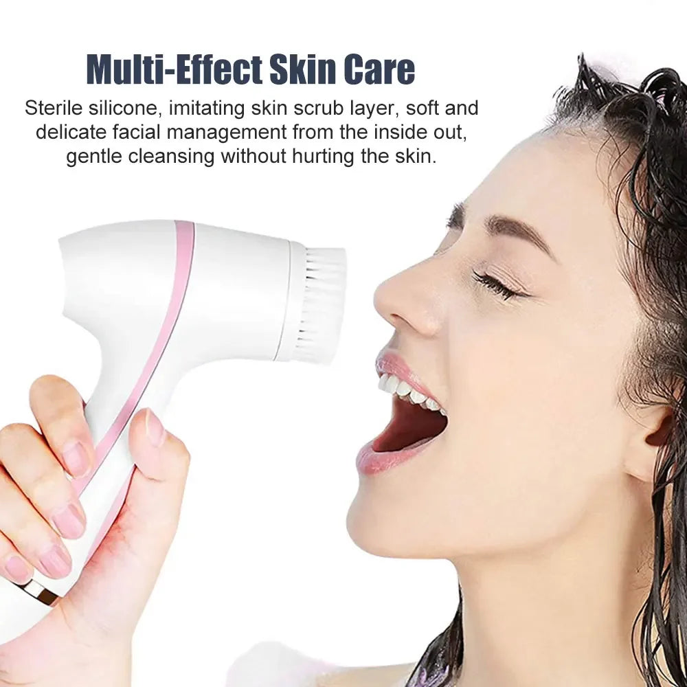 3 in 1 Electric Cleansing Brush Ultrasonic Facial Cleaner Face Massagers Sonic Rotating Cleansing Brush Face Deep Cleansing Tool