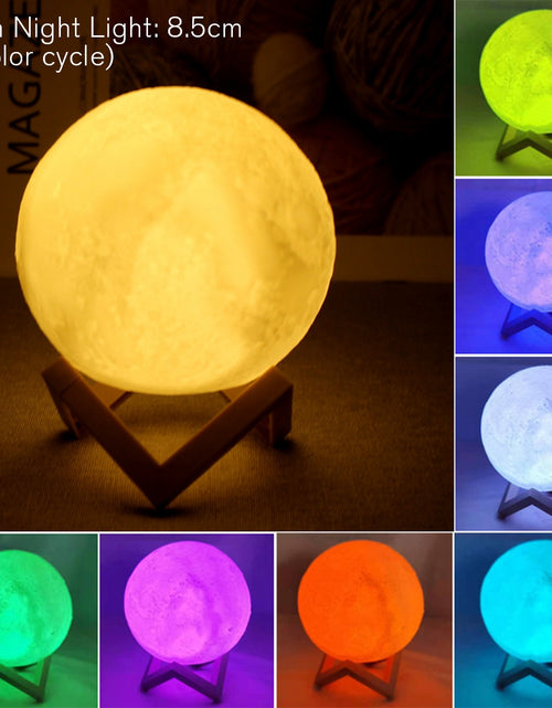 Load image into Gallery viewer, 8Cm Moon Lamp LED Night Light Battery Powered with Stand Starry Lamp Bedroom Decor Night Lights Kids Gift Moon Lamp
