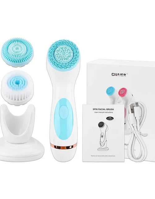 Load image into Gallery viewer, 3 in 1 Electric Cleansing Brush Ultrasonic Facial Cleaner Face Massagers Sonic Rotating Cleansing Brush Face Deep Cleansing Tool
