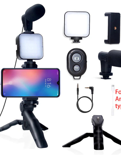 Load image into Gallery viewer, Smartphone Vlogging Kit for Iphone Android with Tripod Mini Microphone Starter Vlog Kit for Tiktok Live Stream Video Youtube
