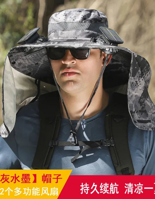 Load image into Gallery viewer, Sombrero Hat Summer Men Outdoor Fan Cap Multi-Purpose Rechargeable Big Wind Power Hat Big Brim Mountaineering Fisherman Hat Big
