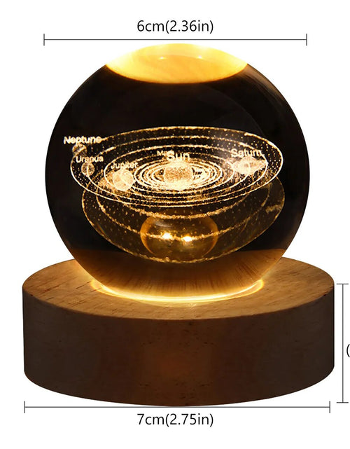 Load image into Gallery viewer, USB LED Night Light, Galaxy Crystal Ball Lamp, 3D Planet Moon Lamp, Home Decoration
