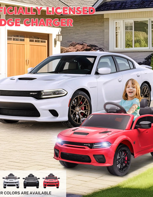 Load image into Gallery viewer, Dodge Electric Ride on Cars for Kids, 12V Licensed Dodge Charger SRT Powered Ride on Toys Cars with Parent Remote Control, Electric Car for Girls 3-5 W/Music Player/Led Headlights/Safety Belt, Red
