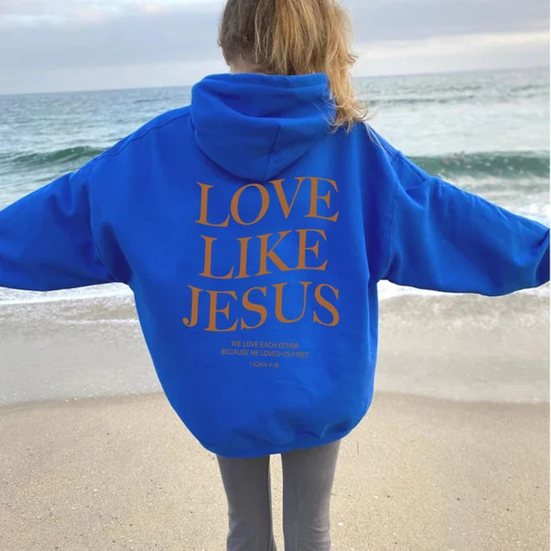 Love like Jesus Inspirational Christian Hoodie Faith Based Religious Hoodies Christian Apparel Bible Verse Jesus Sweatshirt Top