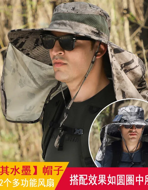 Load image into Gallery viewer, Sombrero Hat Summer Men Outdoor Fan Cap Multi-Purpose Rechargeable Big Wind Power Hat Big Brim Mountaineering Fisherman Hat Big
