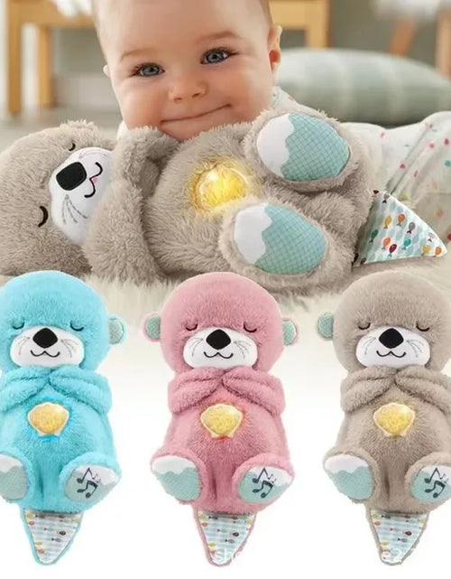 Load image into Gallery viewer, Baby Breathing Bear Baby Soothing Otter Plush Doll Toy Baby Kids Soothing Music Sleeping Companion Sound and Light Doll Toy Gift
