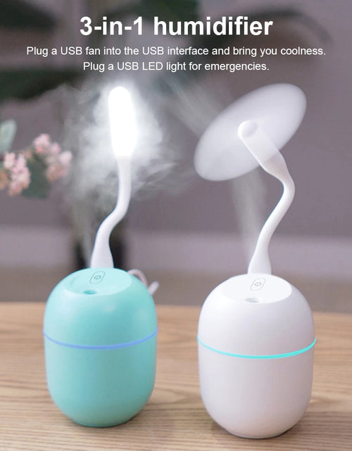 Load image into Gallery viewer, Portable USB Ultrasonic Air Humidifier Essential Oil Diffuser Car Purifier Aroma Anion Mist Maker with LED Lamp Romantic Light
