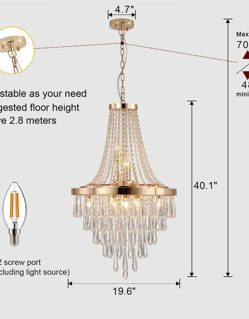 Load image into Gallery viewer, 19.7 In. 10-Light Gold Crystal Crystal Chandelier Modern Chandeliers Lights
