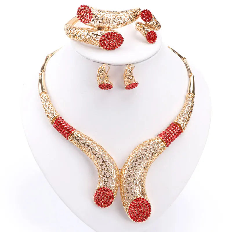 New Sale!! Dubai African Gold Color Necklace Earrings Costume Jewelry Sets Women Wedding Jewellery