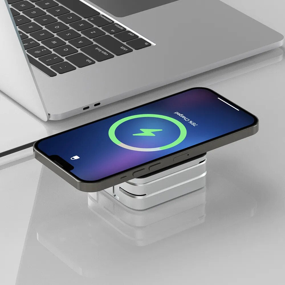 3 in 1 Foldable Magnetic Wireless Charger Stand for Iphone 15, 14, 13 Pro/Max/Plus, Airpods 3/2 Station Dock Fast Charger Holder