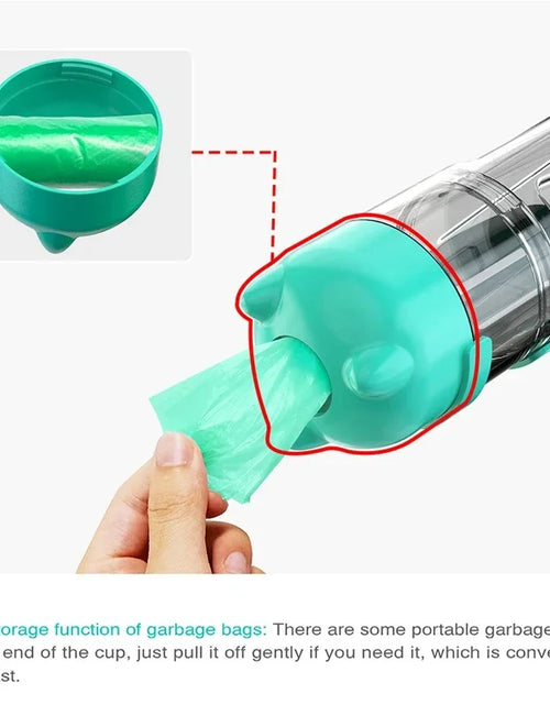 Load image into Gallery viewer, Portable Cat and Dog Water Bottle, Food Feeder, Drinking Fountain, 3 in 1 Poop Dispenser, Leak Proof,
