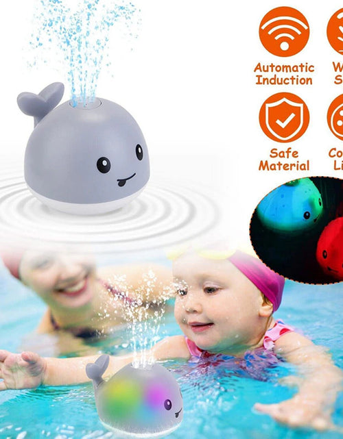 Load image into Gallery viewer, Baby Light up Bath Toys Whale Automatic Sprinkler Bathtub Toys Pool Bathroom Shower Bath Toys for Toddlers Infant Kids Boy Gift
