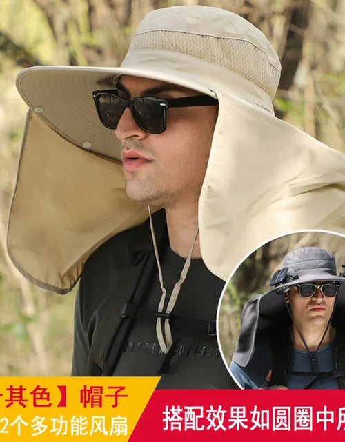 Load image into Gallery viewer, Sombrero Hat Summer Men Outdoor Fan Cap Multi-Purpose Rechargeable Big Wind Power Hat Big Brim Mountaineering Fisherman Hat Big
