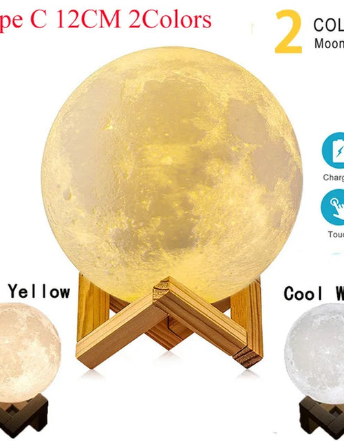 Load image into Gallery viewer, ZK30 Levitating Moon Lamp Night Light Floating 3D Printing LED Moon Lamp with Wooden Base and Magnetic with 3 Colors
