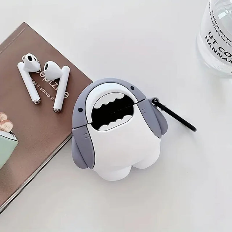 3D Cute Cartoon Shark Shape Soft Silicone Wireless Earphone Case for Airpods 1/2/3/Pro