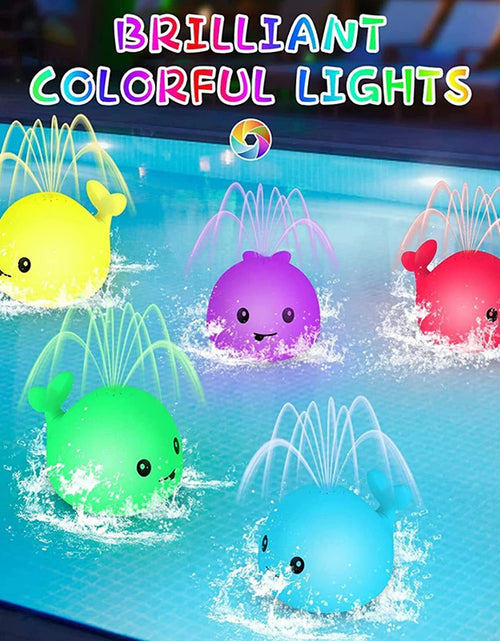 Load image into Gallery viewer, Baby Light up Bath Toys Whale Automatic Sprinkler Bathtub Toys Pool Bathroom Shower Bath Toys for Toddlers Infant Kids Boy Gift
