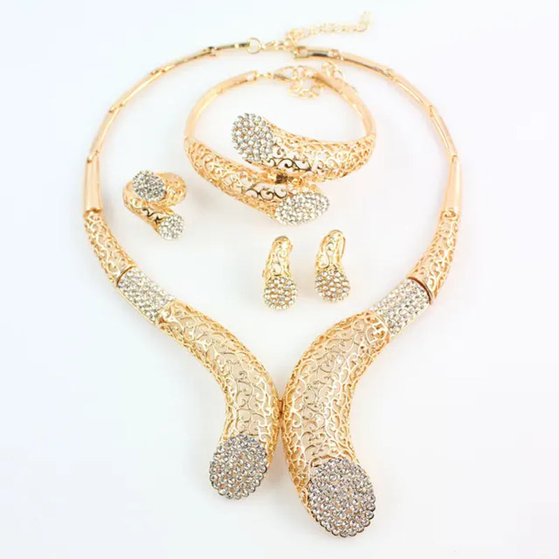 New Sale!! Dubai African Gold Color Necklace Earrings Costume Jewelry Sets Women Wedding Jewellery