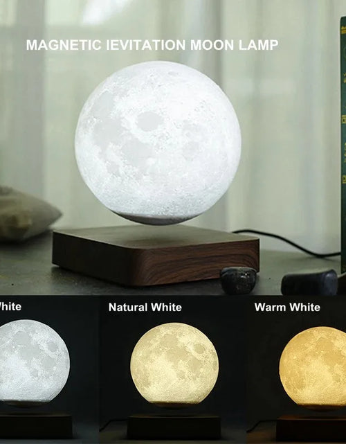 Load image into Gallery viewer, ZK30 Levitating Moon Lamp Night Light Floating 3D Printing LED Moon Lamp with Wooden Base and Magnetic with 3 Colors
