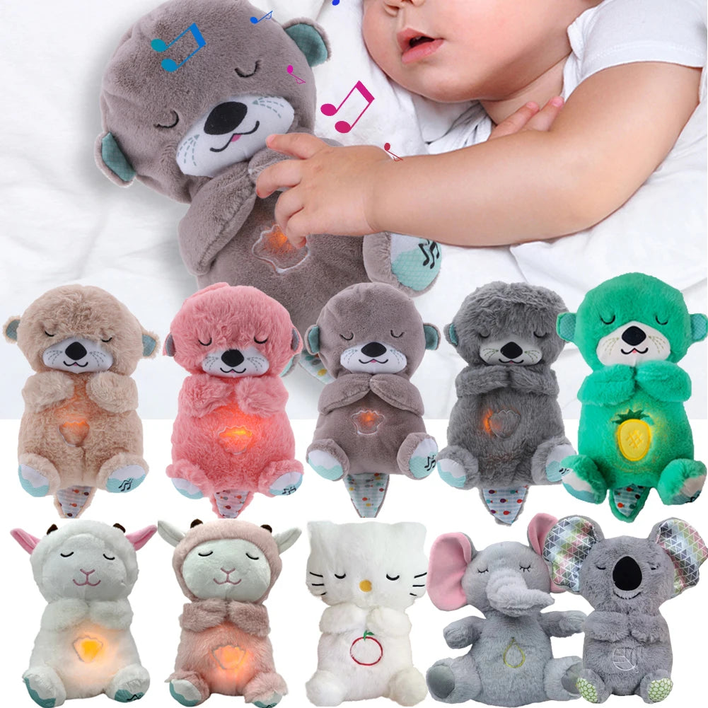 Breathing Otter Baby Sleep and Playmate Otter Musical Stuffed Plush Toy Baby Kids Soothing Music Sleep Sound and Light Doll Toys