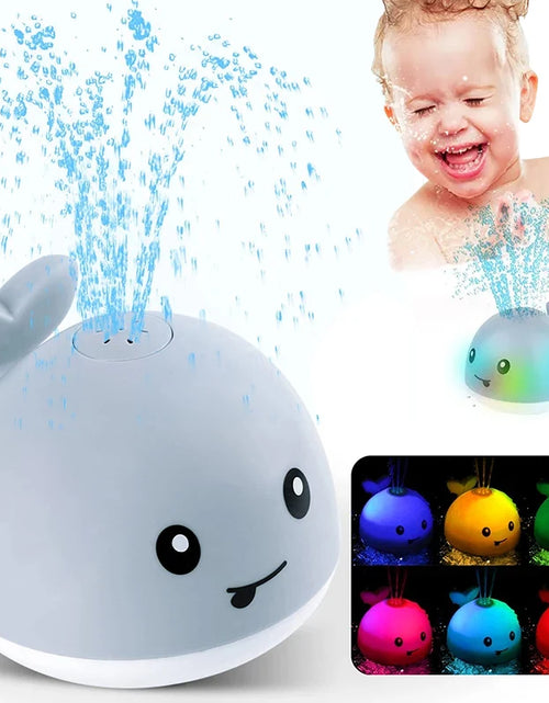 Load image into Gallery viewer, Baby Light up Bath Toys Whale Automatic Sprinkler Bathtub Toys Kids Infant Swim Pool Bathroom Toys Gifts with Music LED Light
