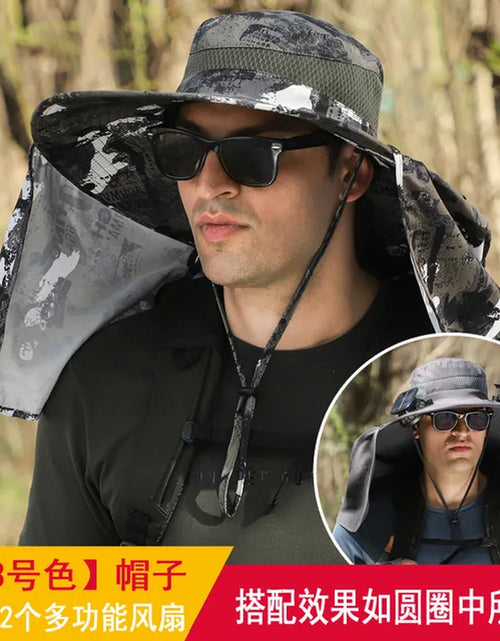 Load image into Gallery viewer, Sombrero Hat Summer Men Outdoor Fan Cap Multi-Purpose Rechargeable Big Wind Power Hat Big Brim Mountaineering Fisherman Hat Big
