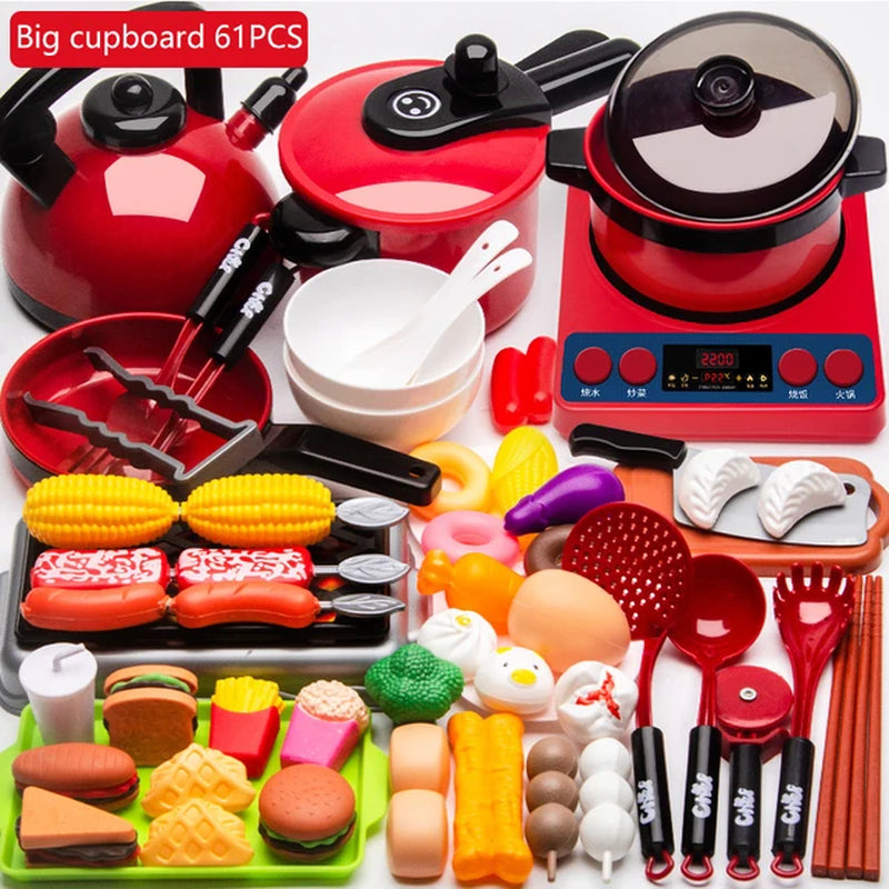 Kitchen Toys Set for Kids Girl Cooking Baby Cutting Fruit Cooking Kitchen Utensils Children'S Simulation Education Pretend Play