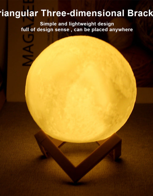 Load image into Gallery viewer, 8Cm Moon Lamp LED Night Light Battery Powered with Stand Starry Lamp Bedroom Decor Night Lights Kids Gift Moon Lamp
