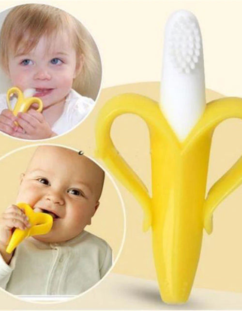 Load image into Gallery viewer, Baby Silicone Training Toothbrush BPA Free Banana Shape Safe Toddle Teether Chew Toys Teething Ring Gift Infant Baby Chewing
