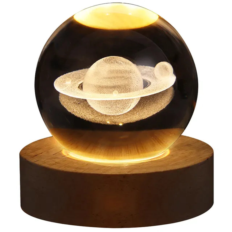 USB LED Night Light, Galaxy Crystal Ball Lamp, 3D Planet Moon Lamp, Home Decoration