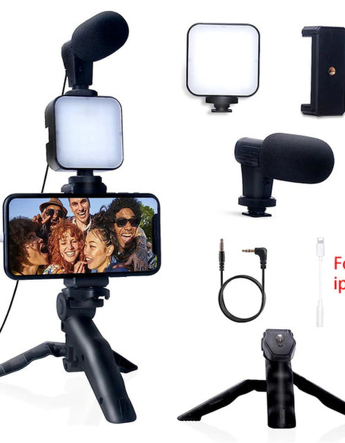 Load image into Gallery viewer, Smartphone Vlogging Kit for Iphone Android with Tripod Mini Microphone Starter Vlog Kit for Tiktok Live Stream Video Youtube
